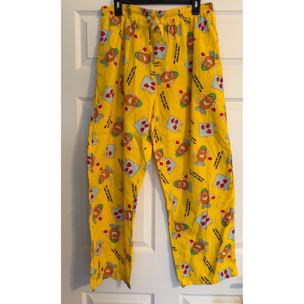 Vintage 2002 Mr Potato‎ Head Pajama Pants Mens Large Yellow Cotton Hasbro Lounge